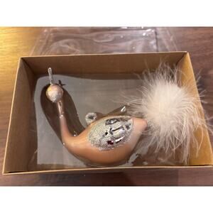 Pink Swan Hand Blown Glass Christmas Ornament